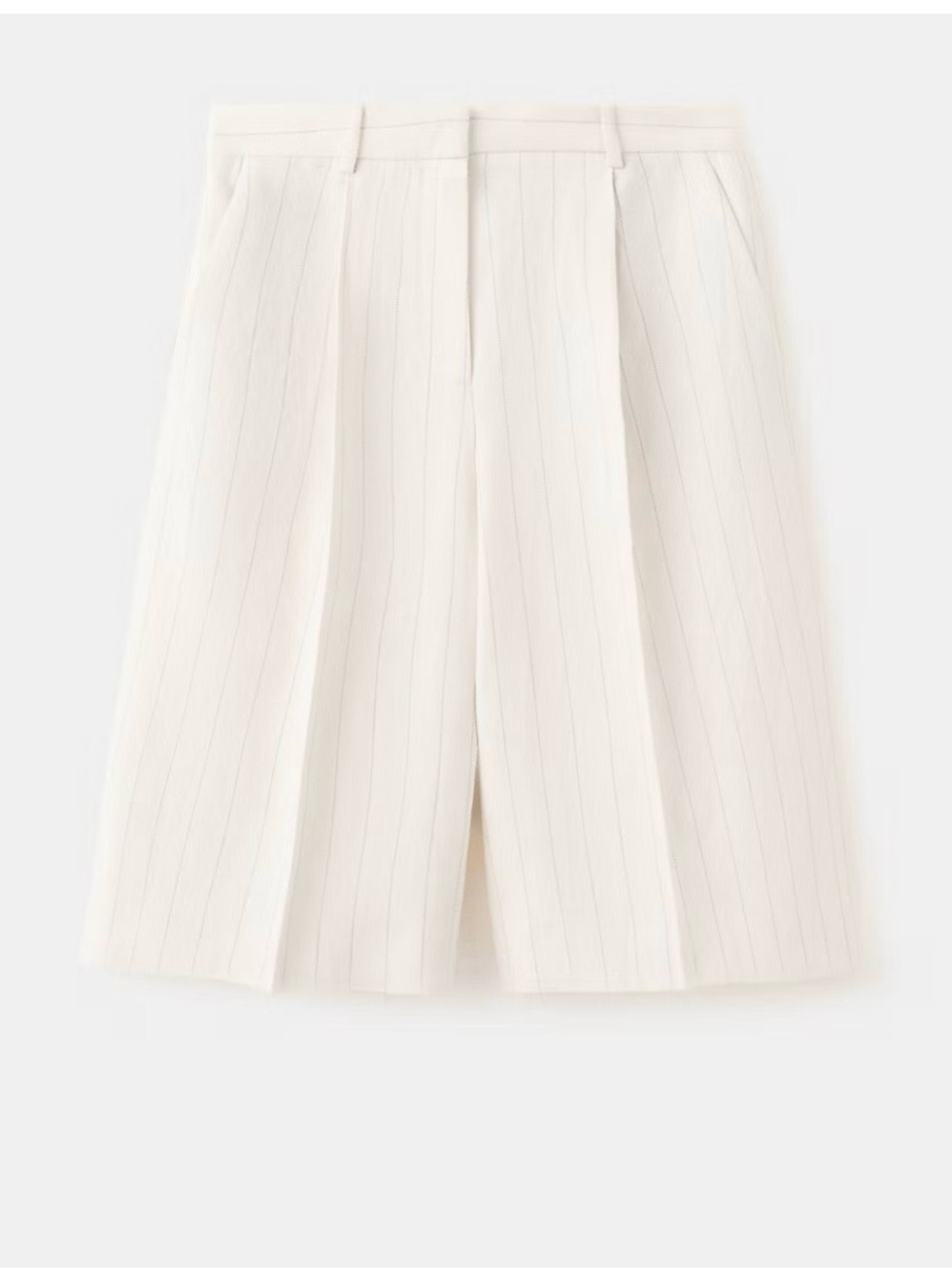 Mango Women's Cream Pinstripe Tailored Bermudas